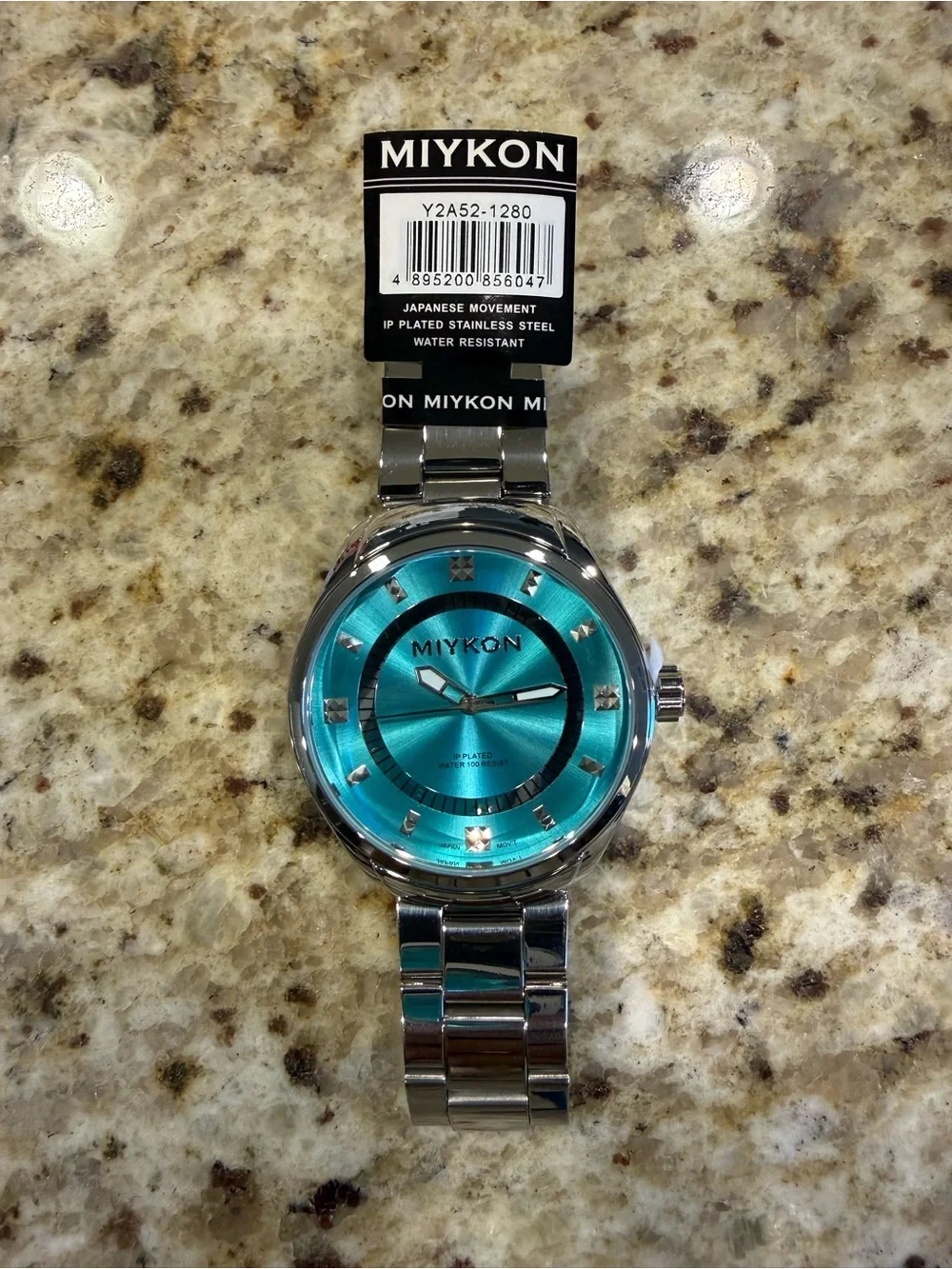 Miykon Men's Silver Stainless Steel Quartz Watch - Water-Resistant, Blue Dial